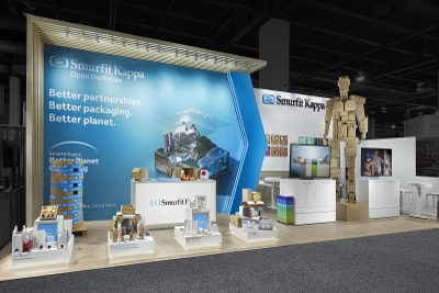 Custom Trade Show Exhibit built by ExhibitTrader.com for Smurfit Kappa at Pack Expo